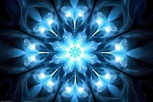 Lazer light fractals, blue and white. photo