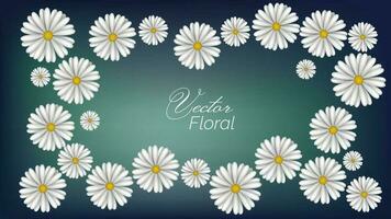 abstract floral vector bg white daisy flowers spring nature background