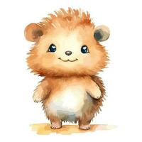 Watercolor Baby Hedgehog Standing Adorable Smiling Concept vector