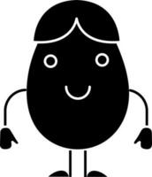 Happy Easter Egg Icon In Black And White Color. vector