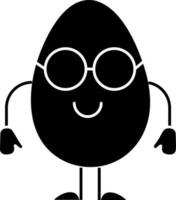 Glyph Style Cartoon Egg Wearing Sunglasses Icon. vector