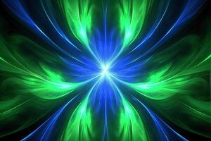 lazer ligero fractales, real azul y verde. ai generativo foto