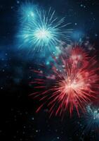 Blue, red, white, firework, Independence Day Abstract Poster background, copyspace. photo