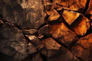 Rock abstract warm dark brown wall background. photo
