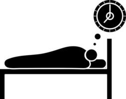 Man Resting Time On Bed Icon. vector