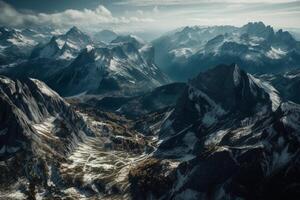 Aerial shot of beautiful Swiss Alps. photo