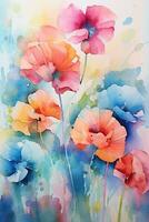 Abstract watercolor paintings of flowers. photo