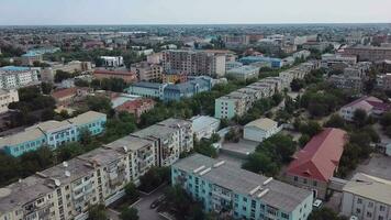 aereo panorama di il città di kyzylorda nel Kazakistan video