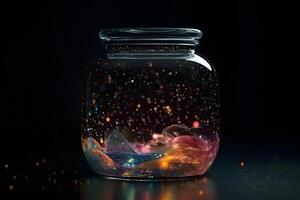 Space inside a glass jar. Neural network photo