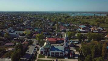 aéreo panorama de el ciudad de borisoglebsk en Rusia video