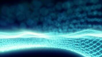 Abstract blue energy magic waves from glowing particles and lines futuristic hi-tech background video