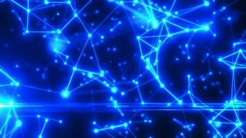 abstrakt Blau Energie Linien Plexus Dreiecke magisch hell glühend futuristisch Hi-Tech Hintergrund, 4k Video, 60 fps video