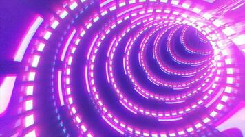 Abstract futuristic purple hi-tech tunnel from energy circles and magic lines background video