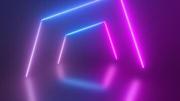abstrakt Schleife Tunnel Neon- Blau und lila Energie glühend von Linien Hintergrund video