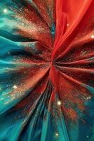 Teeny tiny tulle sparkles glam red and turquoise hd wallpaper, in the style of white, vibrant academia, poured, white and teal, psychedelic. photo