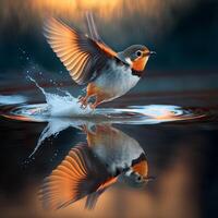 bird fly over the water photo