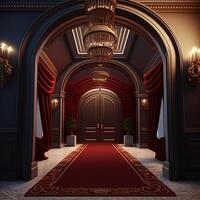 VIP luxury entrance with red carpet in luxury room . digital illustration photo