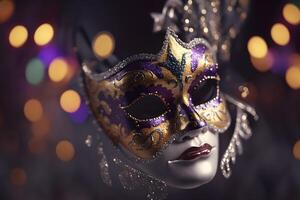 Luxury Masquerade venetian carnival mask, female theatrical. Neural network photo