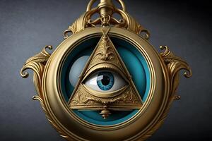 The all-seeing eye, or radiant delta, is a Masonic symbol. Neural network photo