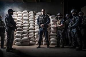 Fully Armed Special Anti-Narcotics Task Forces Soldier. Neural network photo