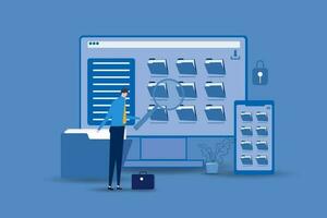 File management administration, document, data filing concept, vector illustration.