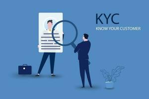 kyc o saber tu cliente con negocio verificando el identidad de sus clientela concepto.vector ilustrador vector