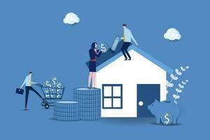 ahorro a comprar un casa o hogar ahorros concepto .planificación ahorros dinero a comprar un hogar real inmuebles o propiedad inversión hipoteca concepto.vector ilustración vector