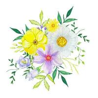 Floral watercolor composition of bright flowers. Summer bright bouquet vector