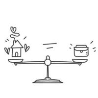 hand drawn doodle work and life balance icon illustration vector