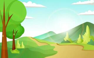 Summer Nature Landscape with Mountains vector