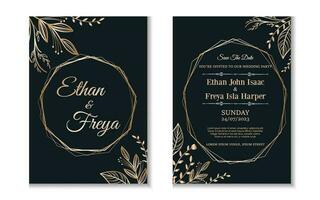 Gradient golden luxury wedding invitation template vector