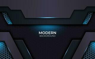 modern technology background metallic 3d hexagon realistic glow blue vector