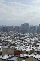 top view of Snow cityscape in istanbul photo