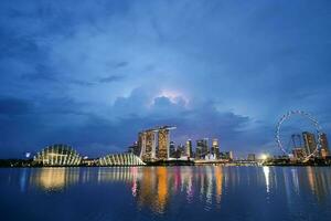 Singapore, marina bay 1st june 2022. marina bay financial buildings on river photo