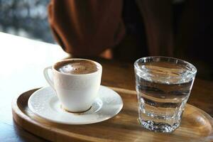 a cup of turkish coffee on table outdoor photo