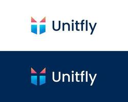 U with wing Minimalist logo design concept vector