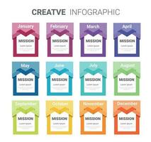 Notebook infographic template for 12 months, 1 year, easy to present. vector