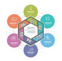 Circle infographics elements design with numbers 6 option, 6 step. can be used for workflow layout, diagram. vector