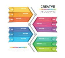 moderno geométrico infografía modelo para 12 meses vector