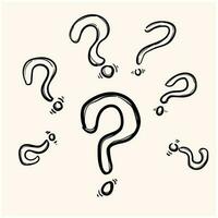 Set of hand drawn question marks. doodle questions marks. vector illustration.