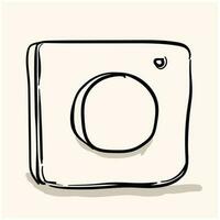 camera icon design with doodle handdrawn style vector isolated on white