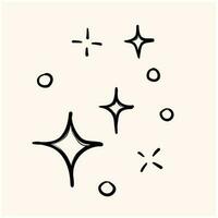 conjunto de garabatos de estrellas vectoriales icono brillante, icono de superficie limpia. estrellas de efecto de luz brillante y explosión brillante. aislado sobre fondo blanco. ilustración vectorial vector