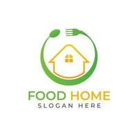 Home food logo design and restaurant house logo template. vector