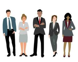 diverse businessman and businesswoman standing and wearing formal suits for teamwork or show as office worker vector