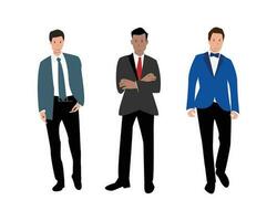 diverse businessman standing and wearing formal suits for teamwork or show as office worker vector