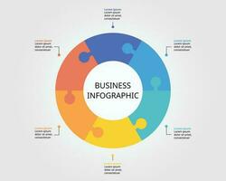 Jigsaw template for infographic for presentation for 6 element vector