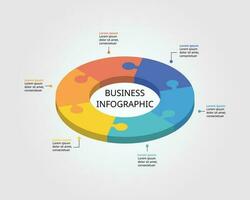 Jigsaw template for infographic for presentation for 6 element vector