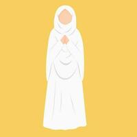 women wearing ihram clothes are greeting vector