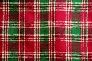 red fabric textile pattern, plaid background, linen cotton. photo