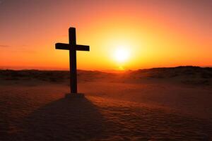 Christian Cross at sunset view free image photo